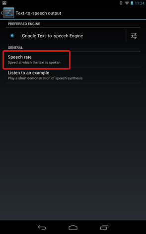 Nexus 7 Text to Speech Settings